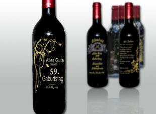 Die persönliche Flasche Wein mit Gravur! Zum Geburtstag