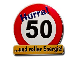 Riesen-Schild zum 50. Geburtstag *Hurra 50*