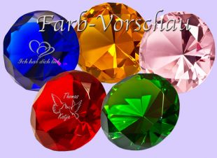 Glas-Diamant mit Gravur als kleines Geschenk!