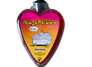 Herzwärmflasche mit Duschgel, ein Kuschelbad als Geschenk