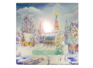 Glaswindlicht Winterlandschaft 10x10cm