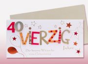 Glückwunschkarte zum Vierzigsten